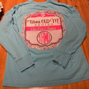 TAMU Texas ATM Long Sleeve Neon Blue Spirit Tee